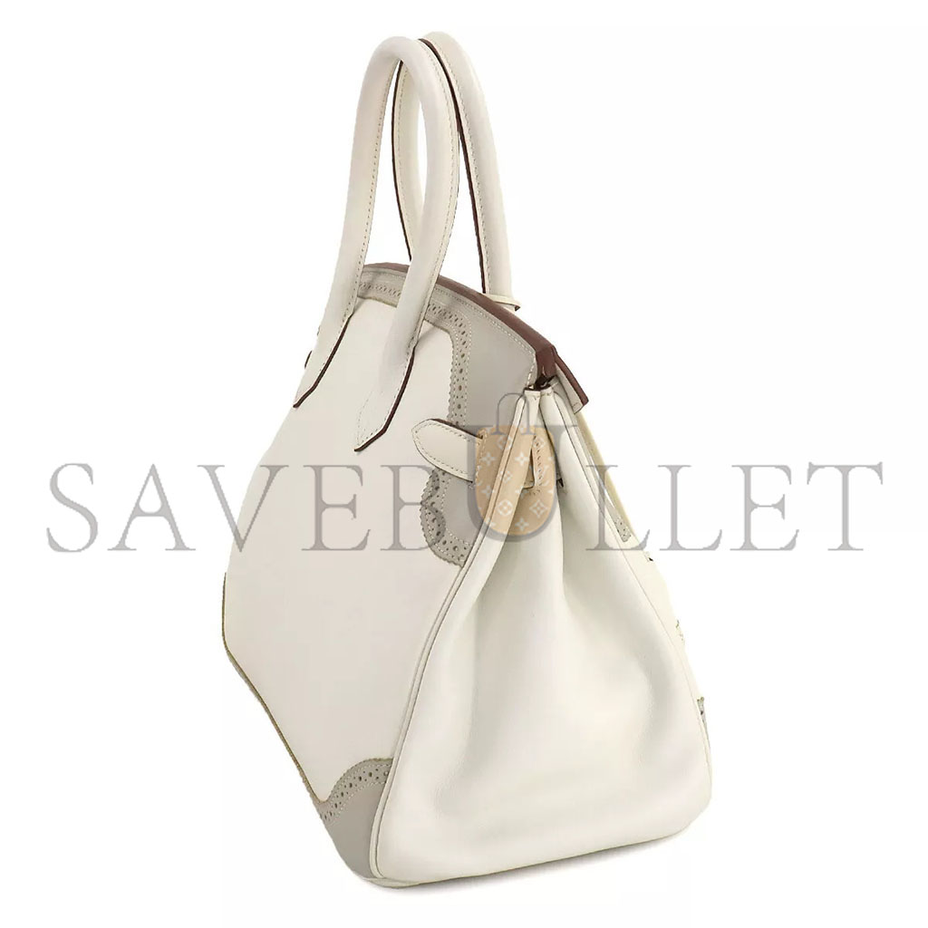 h**mes master birkin 35 swift and togo lace series Di*m*nd grey and apricot grey silver buckle h082650ck03 (35*28*18cm)